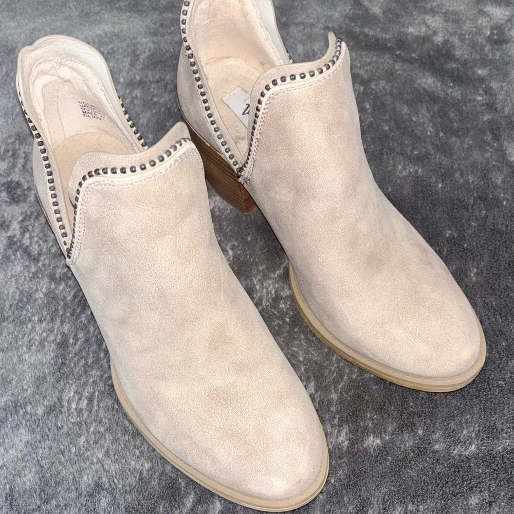 Very G Light Tan Ankle Booties with Studded Detail